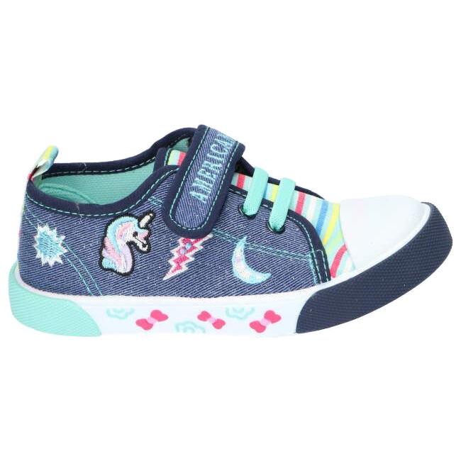 American Club Velcro Boys Sneakers American Ten14 / 22 Jeans Insert en cuir bleu
