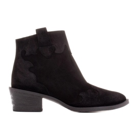 Marco Shoes Bottines élégantes en cuir à talons bas noir