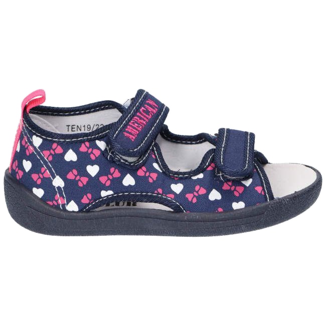 American Club Sandales américaines slippers, empiècement cuir TEN19/22 Bleu marine