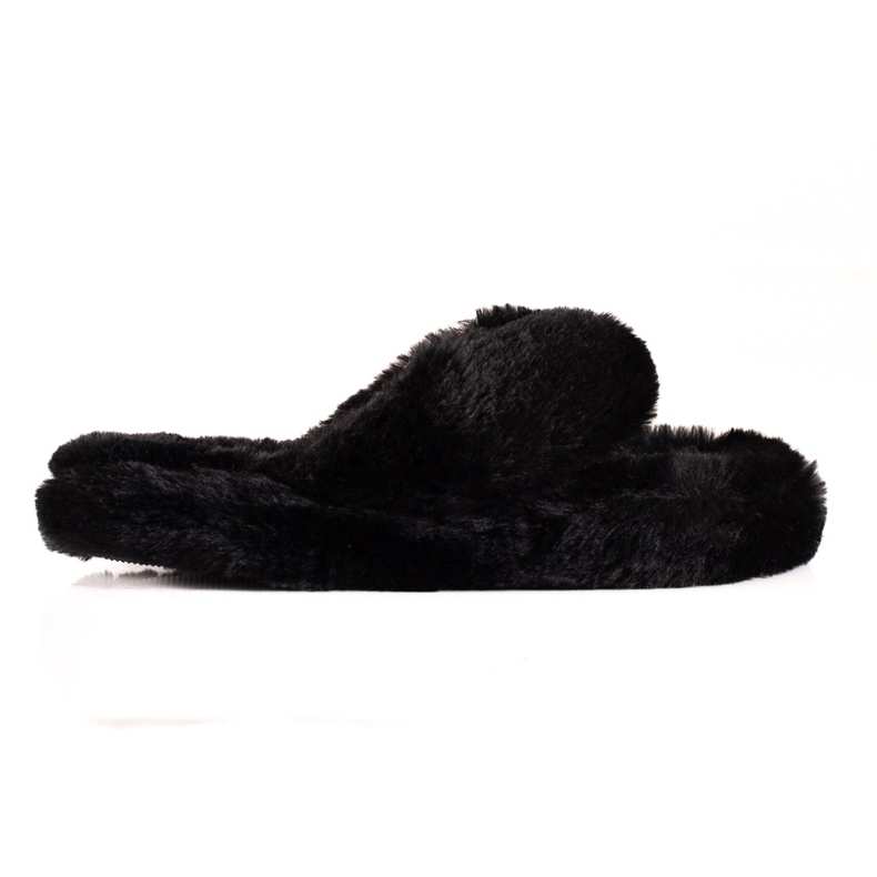 TRENDI Tongs en fourrure le noir