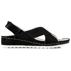 Sandales en daim avec velcro VINCEZA noir