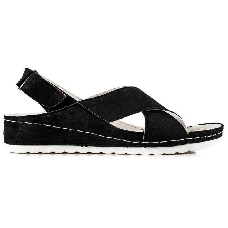 Sandales en daim avec velcro VINCEZA le noir