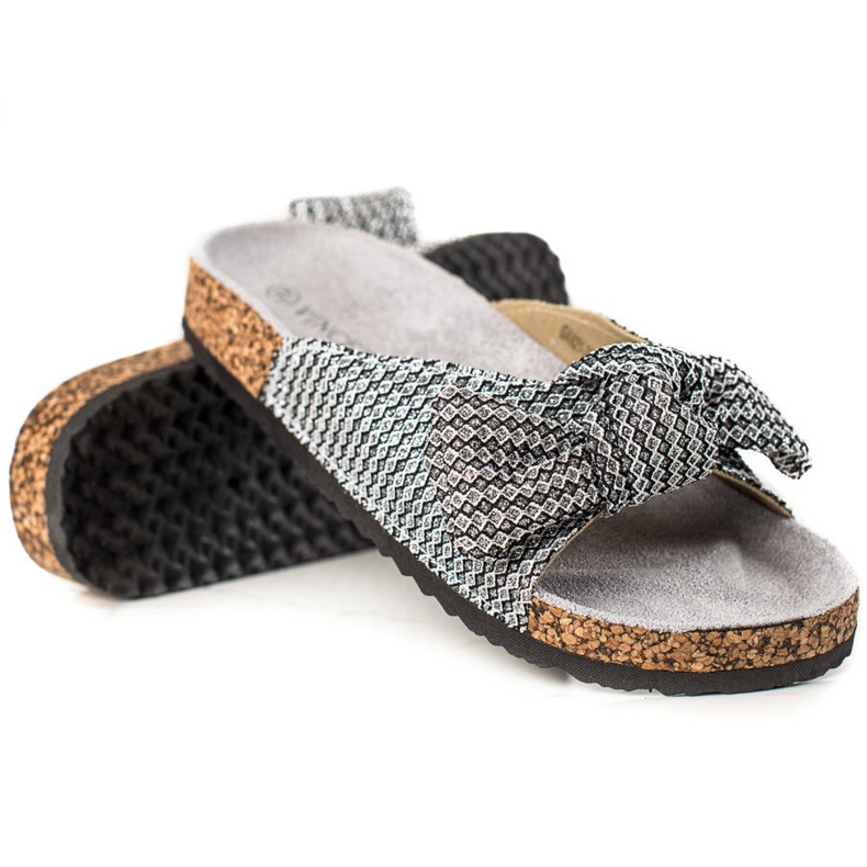 Pantoufles VINCEZA argentées chatoyantes gris