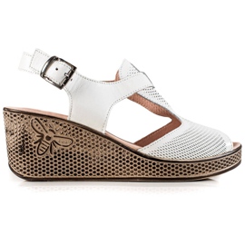 TRENDI Sandales compensées en cuir blanc