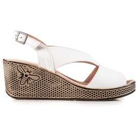 TRENDI Sandales en cuir blanc sur un coin blanche