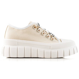 TRENDI Baskets à lacets sur la plateforme beige TRENDI Baskets à lacets sur la plateforme beige