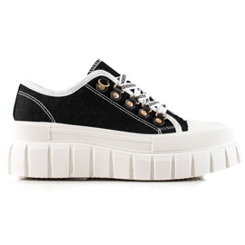 TRENDI Baskets à lacets sur la plateforme le noir