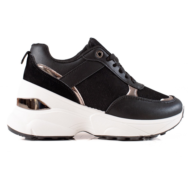 Diamantique Baskets élégantes sur la plate-forme le noir Diamantique Baskets élégantes sur la plate-forme le noir