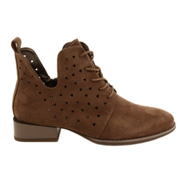 Bottes en daim pour femmes Daszyński Marron SA197-10 brun