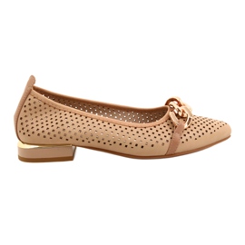 M.Daszyński Ballerines ajourées avec chaîne Daszyński SA201-6 Beige-or