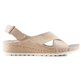 Sandales en daim avec velcro VINCEZA beige