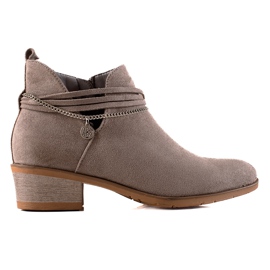 Filippo Bottines en daim avec une chaîne décorative beige