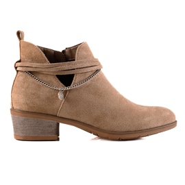 Filippo Bottines en daim avec une chaîne décorative brun