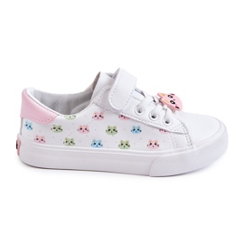 Vinceza Baskets Enfant En Cuir Imprimé Velcro Blanc Bonnie