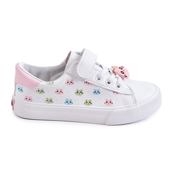 Vinceza Baskets Enfant En Cuir Imprimé Velcro Blanc Bonnie blanche