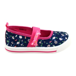 American Club Baskets de ballerines pour filles avec un arc ten64 / 22 en fleurs bleu bleu