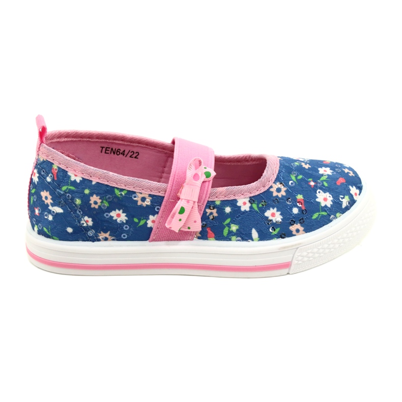 American Club Baskets des ballerines de filles avec un arc en fleurs bleu American Club Baskets des ballerines de filles avec un arc en fleurs bleu