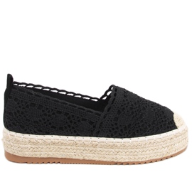 Espadrilles noires en dentelle Alice