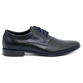 Olivier Chaussures habillées en cuir pour hommes 277 noir avec bleu