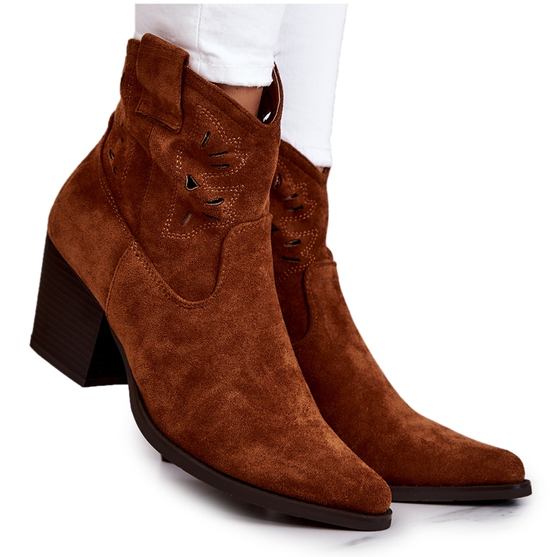 S.Barski Santiags Femme Daim Camel Devon brun