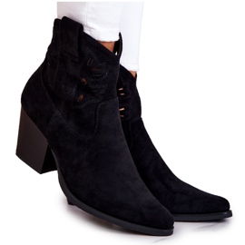 S.Barski Bottes de cowboy noires en daim pour femmes Devon le noir