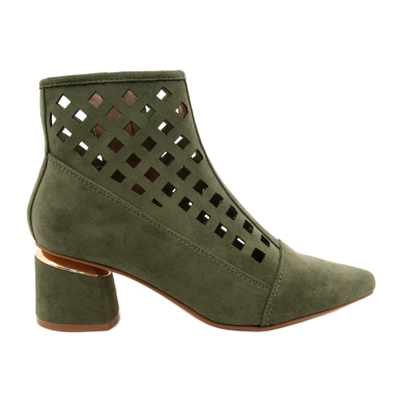 M.Daszyński Daszyński MR2168A-3 Daszyński Bottes ajourées en daim vert pour femmes