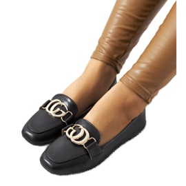 Mocassins noirs à boucle Theresa dorée le noir