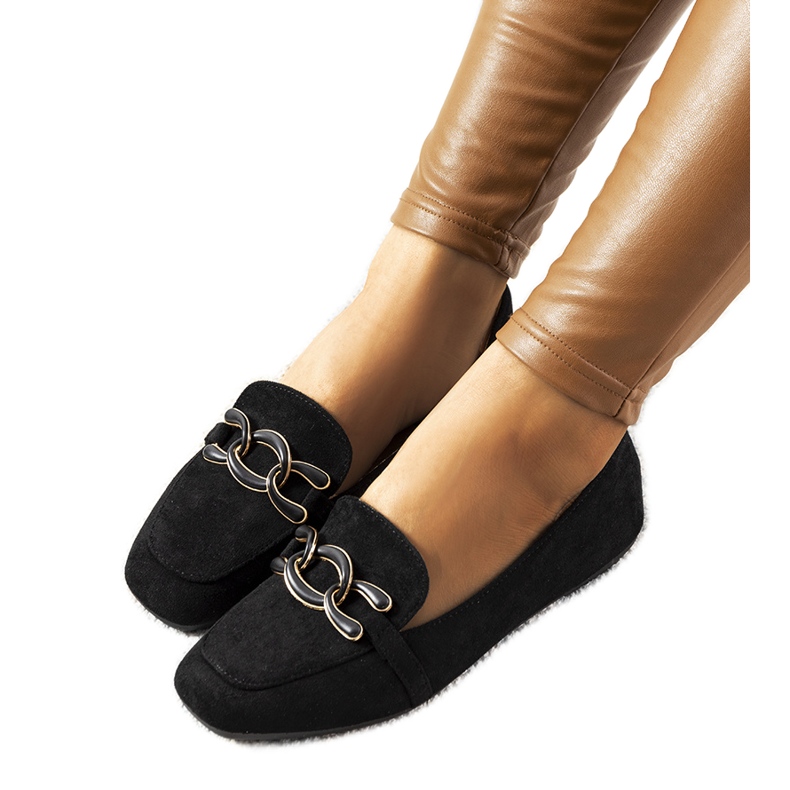 Mocassins noirs à bout carré de Hattie le noir