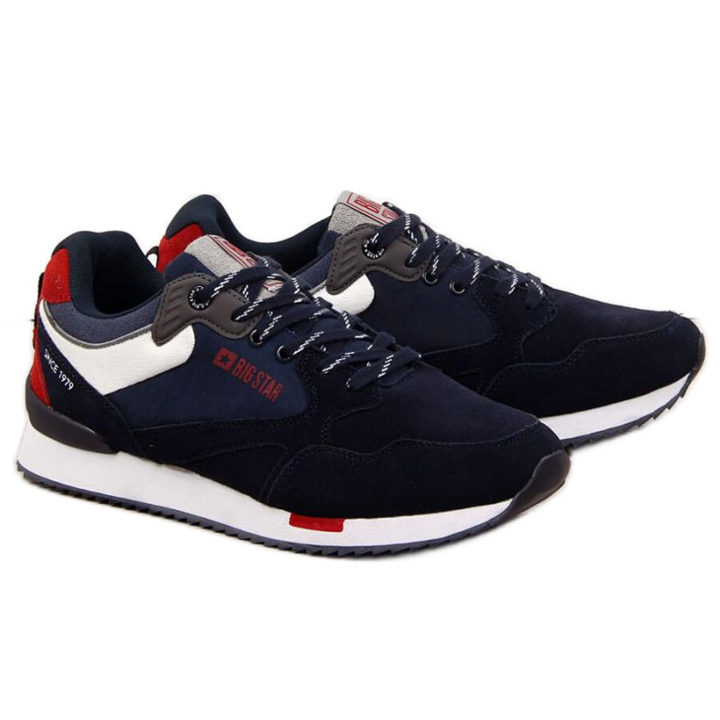 Chaussures de sport en cuir Big Star M II174190 bleu marine