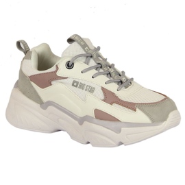 Chaussures de sport sur la plate-forme Big Star W HH274255 blanc blanche gris Chaussures de sport sur la plate-forme Big Star W HH274255 blanc blanche gris
