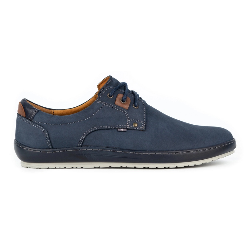 Kampol Chaussures casual cuir homme 24KAM bleu marine