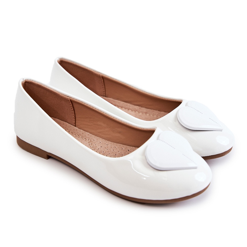 Vinceza Ballerines Enfant Laquées Avec Coeur Blanc Corty blanche