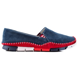 ARTIKER Slipons en cuir rouge bleu marine