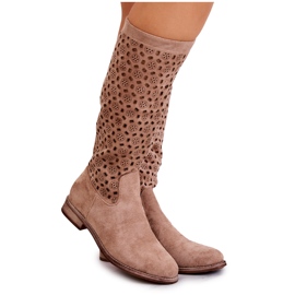 S.Barski Bottines Darnell en daim beige à motif ajouré S.Barski Bottines Darnell en daim beige à motif ajouré