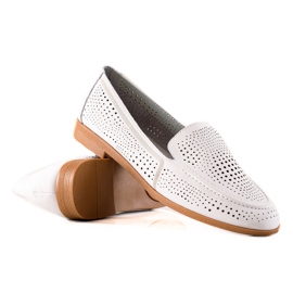 Goodin Mocassins en cuir à motif ajouré blanche
