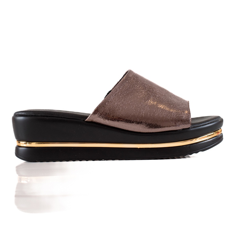 Goodin Pantoufles brillantes sur la plate-forme brun Goodin Pantoufles brillantes sur la plate-forme brun