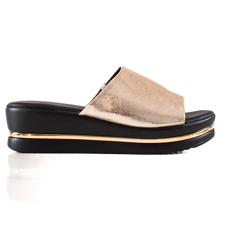 Goodin Pantoufles brillantes sur la plate-forme d'or Goodin Pantoufles brillantes sur la plate-forme d'or