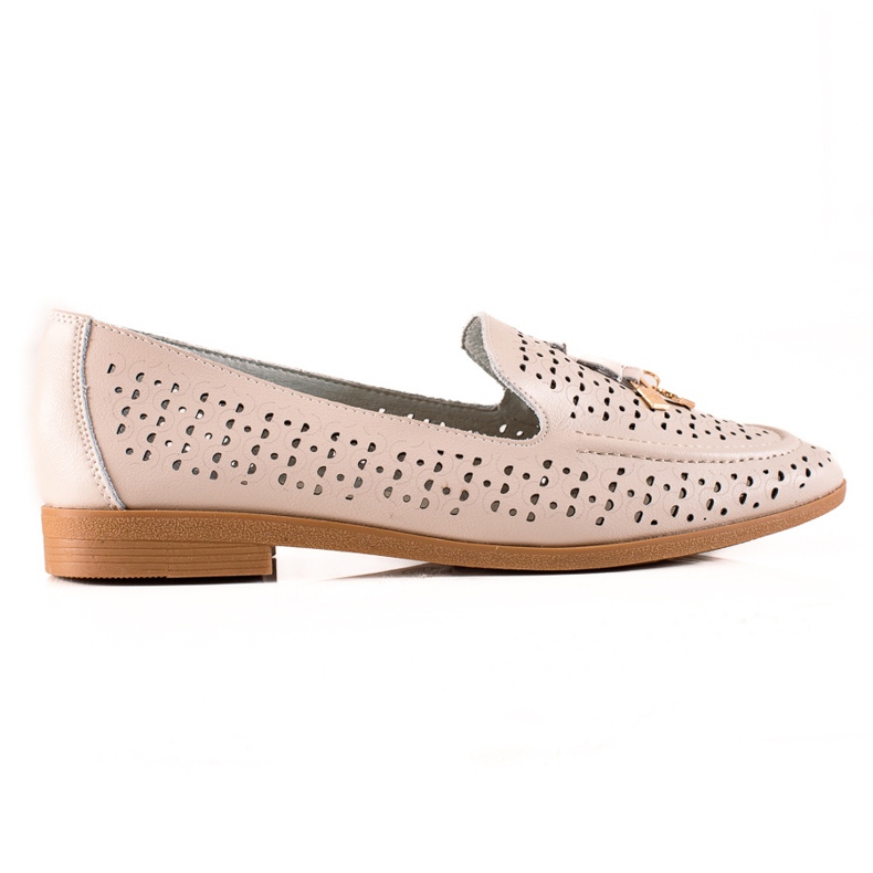 Goodin Mocassins En Cuir Avec Ornement beige