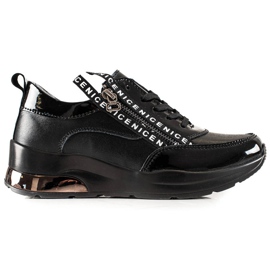Goodin Baskets en cuir avec fermeture éclair le noir