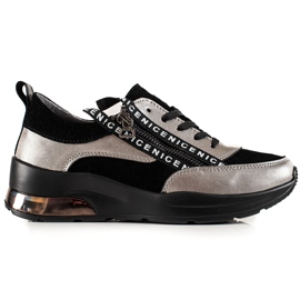 Goodin Baskets en cuir avec fermeture éclair le noir