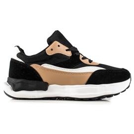 TRENDI Baskets confortables NOIR ET BEIGE