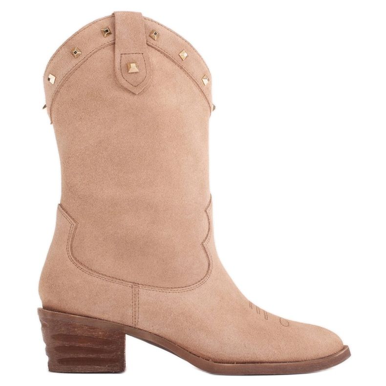 Marco Shoes Santiags en daim à jets beige