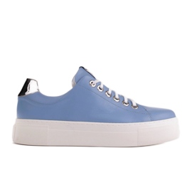 Marco Shoes Baskets légères à semelle épaisse bleu argent