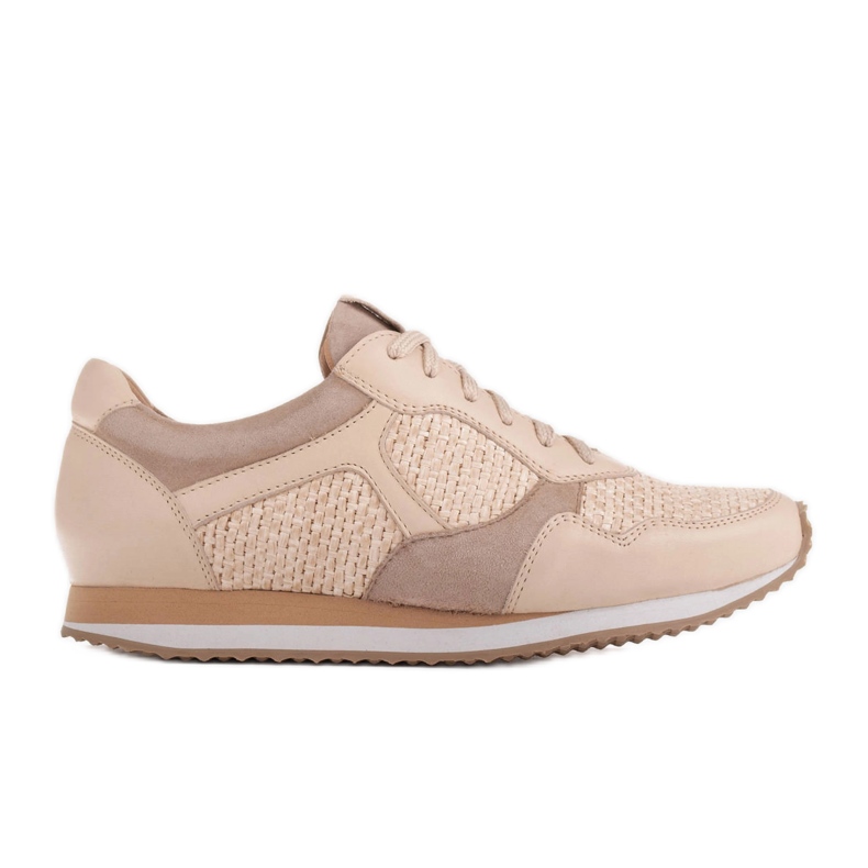 Marco Shoes Sneakers avec éléments en raphia et cuir grainé 2229P-1273-1280-047-1 beige