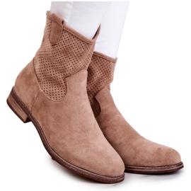 S.Barski Bottines Ajourées Femme Daim Beige Lemar