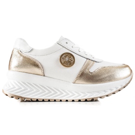 Filippo Baskets en cuir classiques blanche d'or
