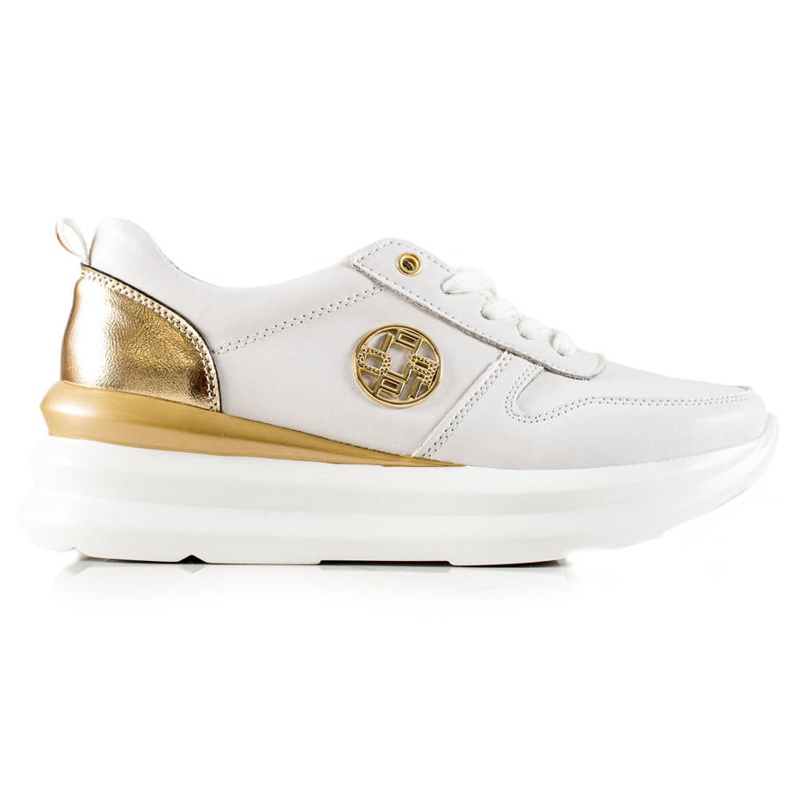 Filippo Baskets en cuir élégantes blanche d'or