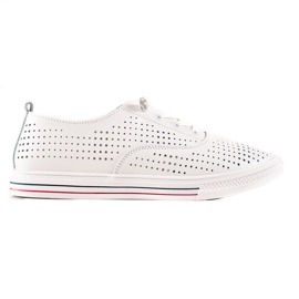 Baskets en cuir ajouré VINCEZA blanc