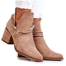 PS1 Inessa Bottes de cowboy en daim beige foncé à rayures