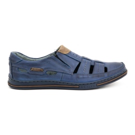 Polbut Chaussures homme ajourées 06 pour l'été bleu marine avec marron Polbut Chaussures homme ajourées 06 pour l'été bleu marine avec marron